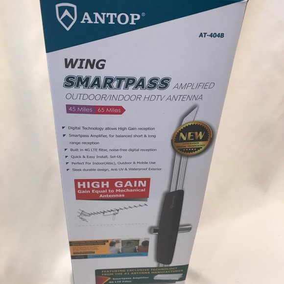 ANTOP WING 4K HDTV Antenna Smartpass Amplified Outdoor or RV AT-404B 65 Mile NEW - Picture 6 of 9
